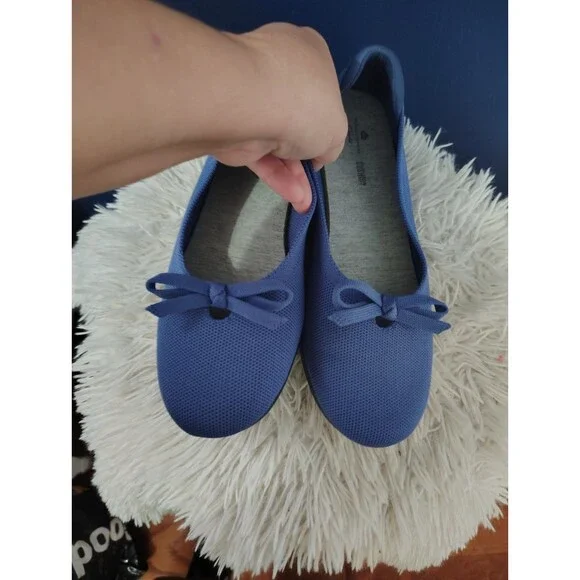 Clarks Cloudsteppers Flats 8.5 Blue Carly Hope Knit Bow - Picture 7 of 8